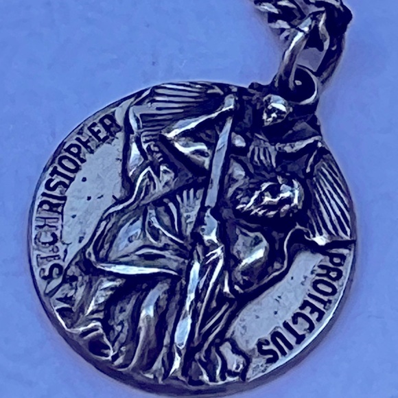 Sterling Silver Patron Saint Medal Necklace Protection Catholic Jewelry - Picture 1 of 9